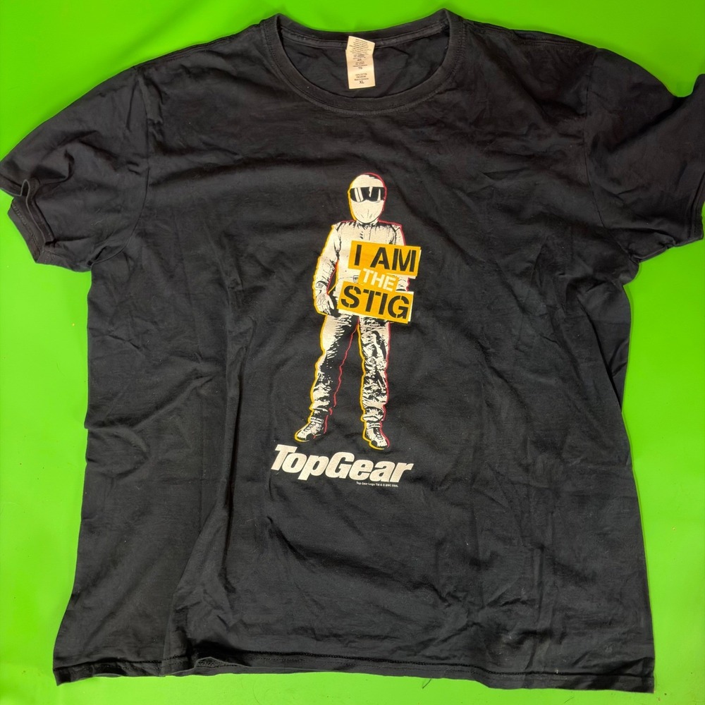 VTG Y2K Top Gear T-Shirt Mens XL Black I Am The Stig 2005 Graphic Tee Softstyle